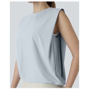 HALARA Round Neck Ruched Cool Touch Yoga Tank Top-UPF50+ Medium